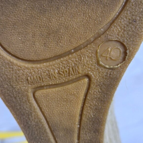 L. K. Bennett Size 40 (US 8.5) Yellow Lace Up Wedge Heels Floral Print Textile - Picture 12 of 16